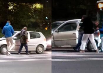 Beat criță, a provocat un accident și a vrut să fugă: Momentul, în care un șofer este reținut de alți bărbați, la Botanica