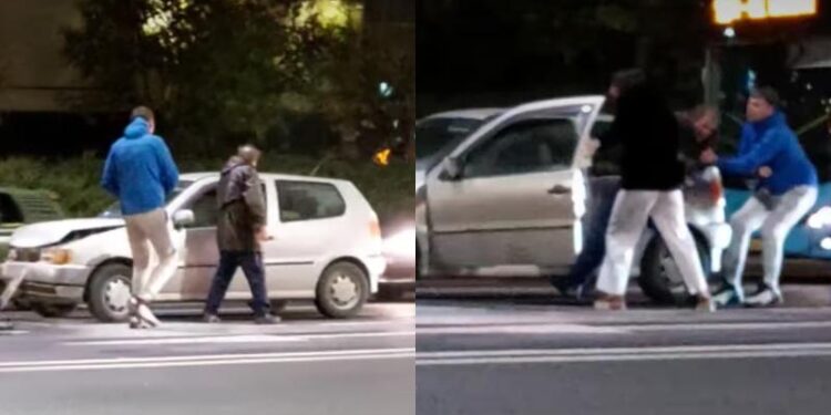Beat criță, a provocat un accident și a vrut să fugă: Momentul, în care un șofer este reținut de alți bărbați, la Botanica