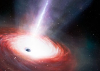 Cea mai „flămândă” gaură neagră din universul timpuriu, descoperită cu telescopul James Webb.