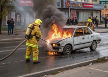 В Единцах загорелся автомобиль: владелец машины получил ожоги, его госпитализировали