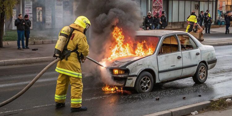 В Единцах загорелся автомобиль: владелец машины получил ожоги, его госпитализировали