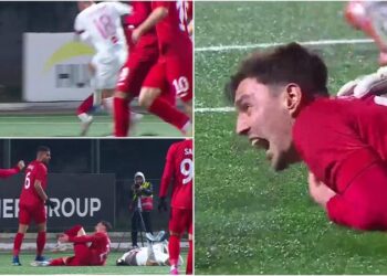 Accident pe teren: Fotbalistul Denis Marandici a rămas cu piciorul rupt după ce a fost lovit în timpul meciului