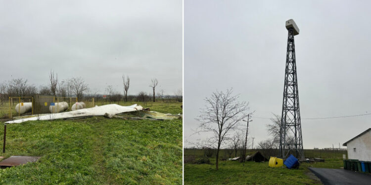 Elicea unei eoliene a căzut  în timpul nopții, în curtea unui cămin de bătrâni din România