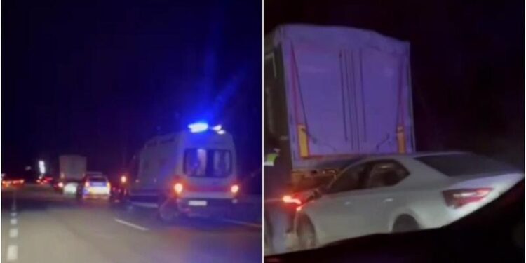 O mașină a intrat într-un camion, la ieșire din Chișinău: Ambulanța și Poliția au intervenit la locul accidentului