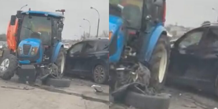 Accident grav în Chișinău: un Nissan și un tractor implicate într-o coliziune pe strada Lunca Bîcului