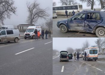 Impact puternic între două mașini la Sîngerei. O persoană a fost transportată la spital