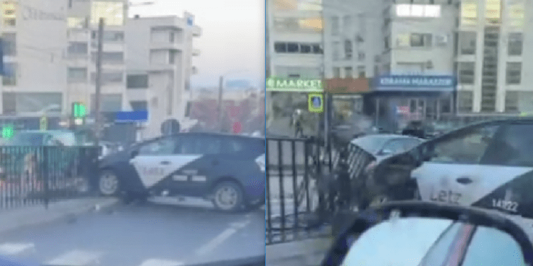 Accident matinal lângă Jumbo: Șoferul unui taxi a pierdut cotrolul volanului și „și-a parcat” mașina într-un gardV