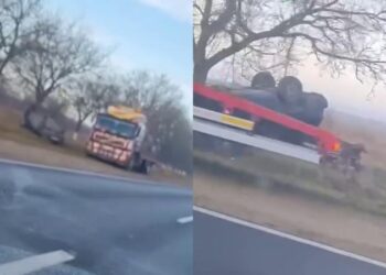 Accident pe traseul Dubăsari-Grigoriopol: O mașină s-a răsturnat pe acoperiș