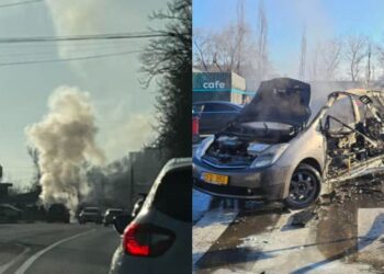 Pericol la o benzinărie din capitală, după ce o mașina a explodat: Pompierii, la fața locului