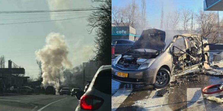 Pericol la o benzinărie din capitală, după ce o mașina a explodat: Pompierii, la fața locului