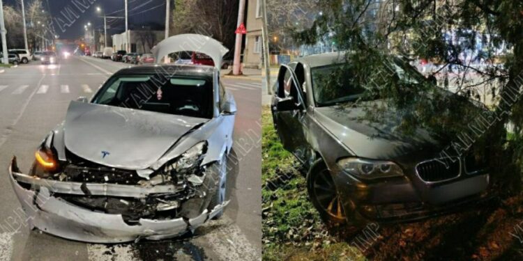 ДТП с люксовыми авто в Тирасполе: столкнулись BMW и Tesla, есть пострадавшие