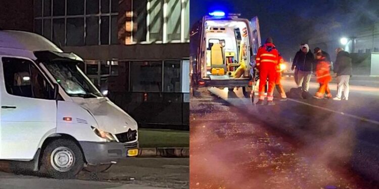 Accident grav la Sîngera: Un pieton, spulberat de un microbuz de rută. Acesta a fost preluat de o ambulanță