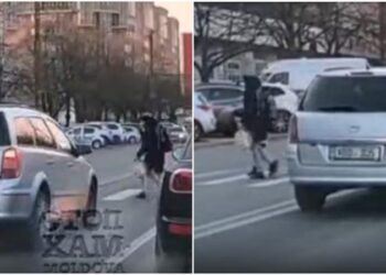 Moment de groază pe strada Alba Iulia: Mamă și copil aproape loviți pe zebră