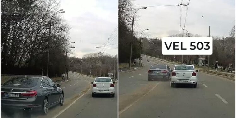 Manevra periculoasă a unui BMW pe strada Vasile Lupu, surprinsă pe cameră