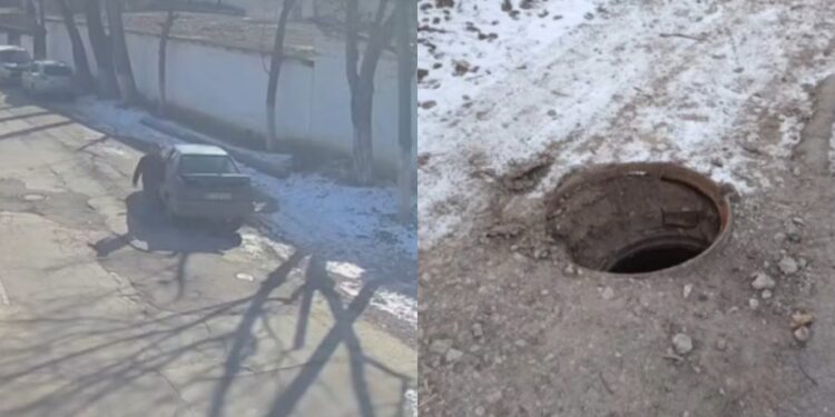 Huliganism în sectorul Buiucani. Un bărbat, surprins în timp ce fură capace de canalizare