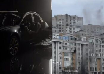 Пожар в подземной парковке в столице. Тесла почти полностью сгорела