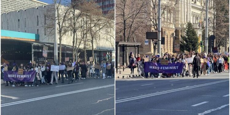 Marșul feminist a blocat parțial centrul capitalei: Participanții bat în tobe și scandează „Solidaritate!”