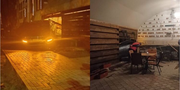 Мерседес заехал на террасу заведения в Кишиневе. Один человек госпитализирован