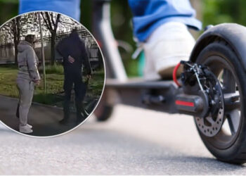 Chișinău: Momentul în care un bărbat pe trotinetă lovește un pieton