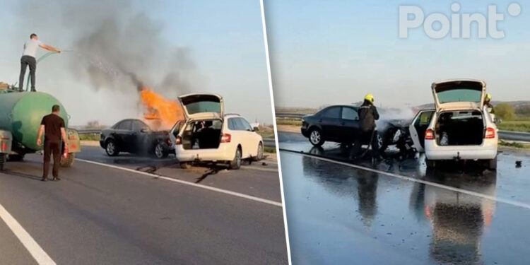 Недалеко от Чимишлии в результате ДТП загорелся автомобиль