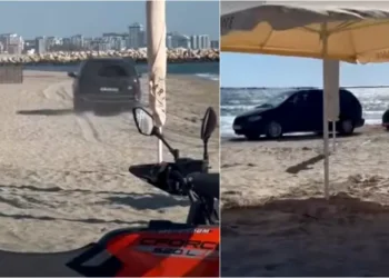 O femeie a intrat cu maşina pe plaja din Mamaia și a rămas blocată în nisip. În autoturism se aflau şi doi copii