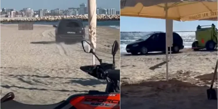 O femeie a intrat cu maşina pe plaja din Mamaia și a rămas blocată în nisip. În autoturism se aflau şi doi copii