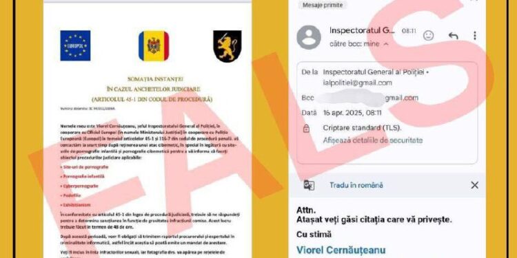 Atenționare de la Poliție: mesaj fals trimis în numele șefului Poliției Naționale