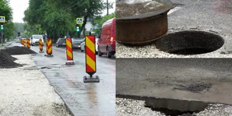 В Бельцах часть дорожного покрытия может из-за дождей провалиться