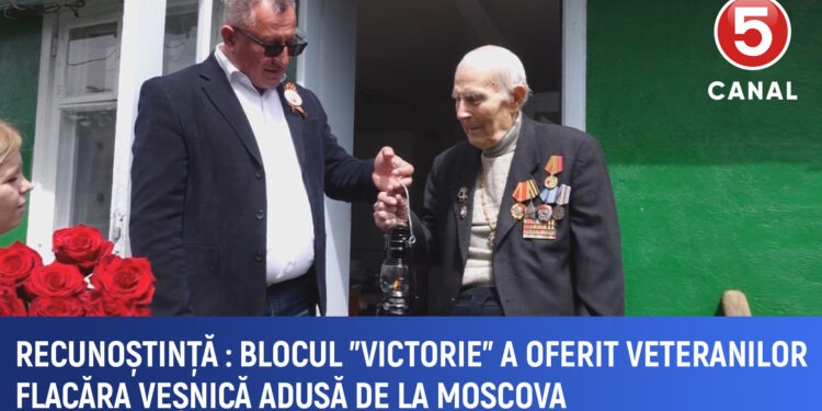Blocul ”Victorie” a oferit veteranilor Flacăra Veșnică adusă de la Moscova
