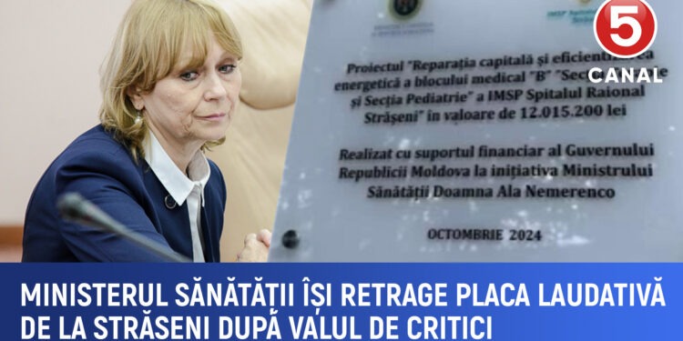 Ministerul Sănătății îşi retrage placa de la Strășeni în urma criticilor publice