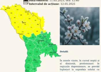 Avertizare meteo: Cod Galben de înghețuri în Moldova