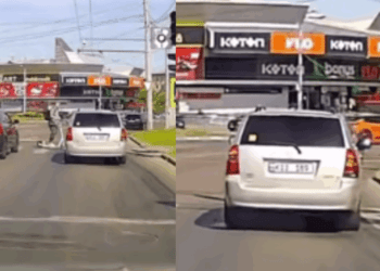 Un tânăr pe trotinetă, spulberat de o mașină, în timp ce traversa strada în centrul capitalei: Momentul în care este aruncat în aer, apoi se prăbușește pe carosabil