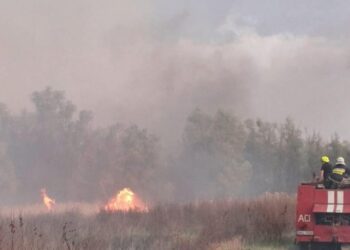 Incendiu de vegetație în apropierea unei sonde de petrol la Cahul. 7 autospeciale și 28 de pompieri au intervenit