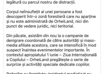 OrheiLand dezminte informațiile false: parcul nu are legătură cu tragicul incident relatat în presă