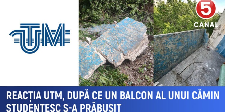Balcon prăbușit la un cămin studențesc. Reacția UTM după incident