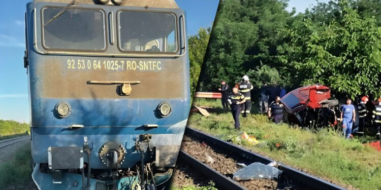 Tragedie pe calea ferată: Un mort și doi răniți după ce o mașină a fost lovită de tren în România