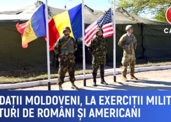 Soldații moldoveni, la exerciții militare, alături de români și americani