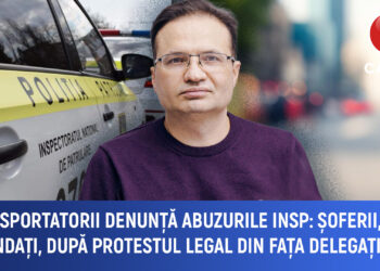Transportatorii denunță abuzurile INSP șoferii, amendați, după protestul legal din fața delegației UE