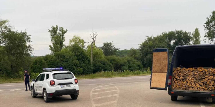 Lemne fără acte, descoperite într-un microbuz oprit de polițiștii de frontieră