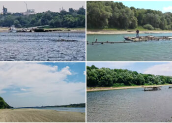 Dunărea scade periculos. Imagini spectaculoase cu epave germane din Al Doilea Război Mondial, care ies la suprafață pe cursul fluviului