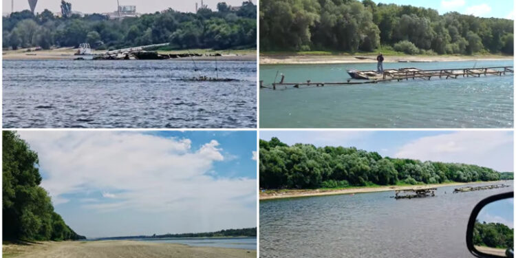 Dunărea scade periculos. Imagini spectaculoase cu epave germane din Al Doilea Război Mondial, care ies la suprafață pe cursul fluviului