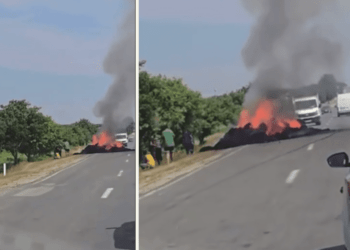 Прицеп с соломой вспыхнул в Теленештах