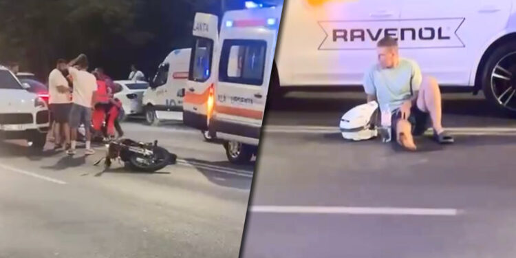 Accident grav în Chișinǎu: Un motociclist s-a izbit într-un Porsche