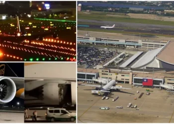 Moment de panică la Taipei: aripa unui avion UPS a luat foc la aterizare