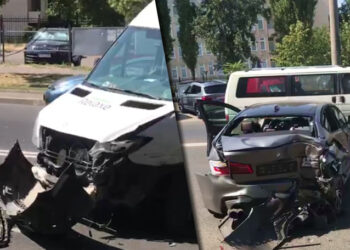 Accident la o intersecție din Capitală: Două automobile, făcute zob