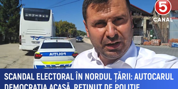 Scandal electoral în nordul țării Autocarul Democrația Acasă, reținut de mai multe ori de către poliție