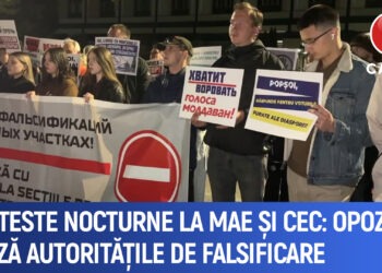 Proteste nocturne la MAE și CEC: opoziția acuză autoritățile de falsificare