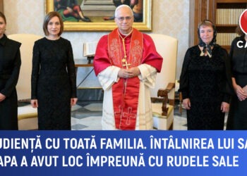 La audiență cu toată familia. Întâlnirea lui Sandu cu Papa Roman a avut loc împreună cu rudele sale