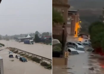 Furtună devastatoare în Valencia: mașini luate de torenți și drumuri închise