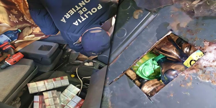 Moldovean prins cu alcool și țigări ascunse în podeaua mașinii la PTF Stânca